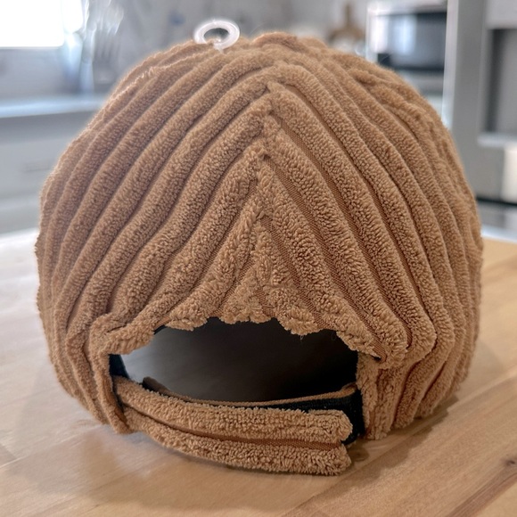 New! Brown Plush Corduroy Baseball Cap Adjustable Velcro Strap Back in Tan - Picture 6 of 12